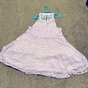 Light purple lace halter top skater dress. Dress is sparkly, never worn. Size 24
